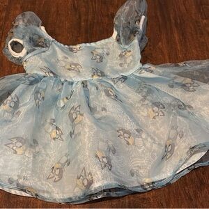 Blue Kids Dress with Cartoon Print